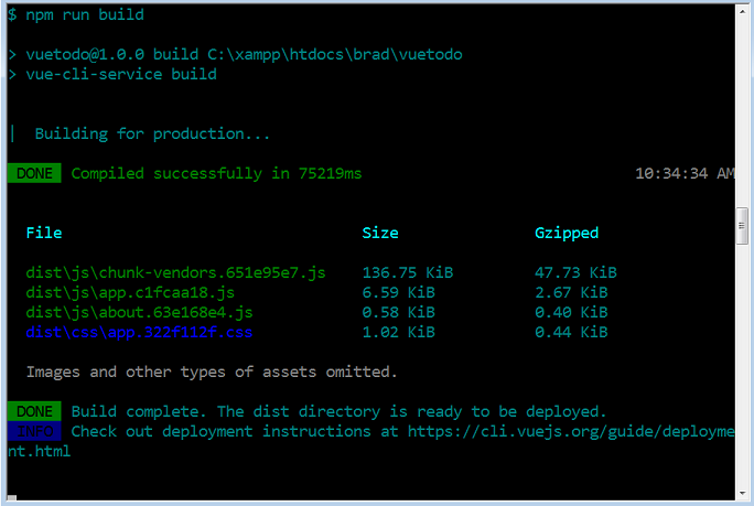 npm run build screen
